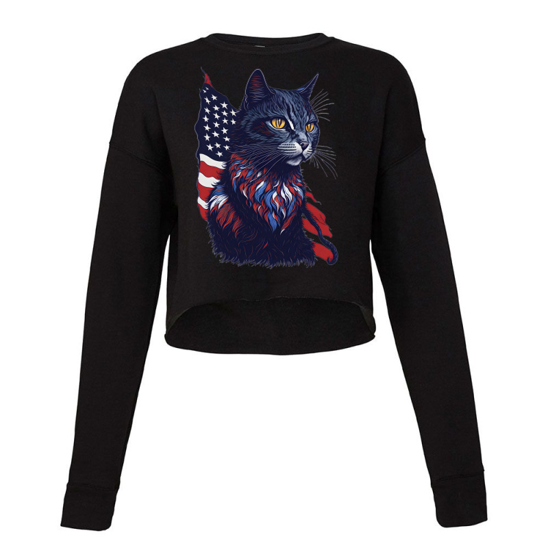 Pawsome Patriot Cat Strikes Again Cropped Sweater by jayajaya | Artistshot