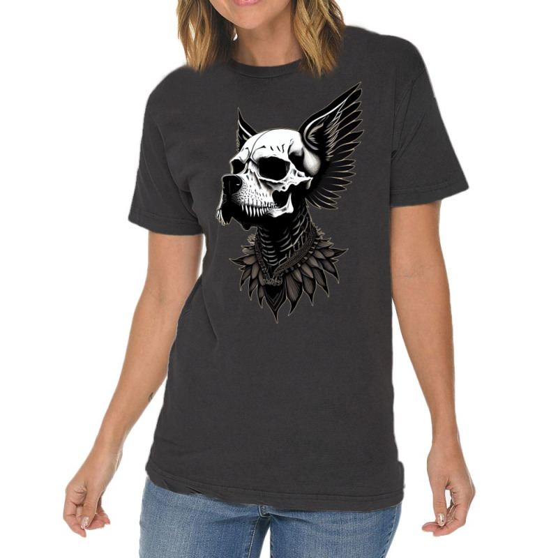 Skull Wing Dog Vintage T-shirt | Artistshot