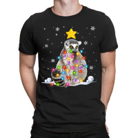 Funny Xmas Lemur Animals Lover Christmas Tree Ligh T-shirt | Artistshot