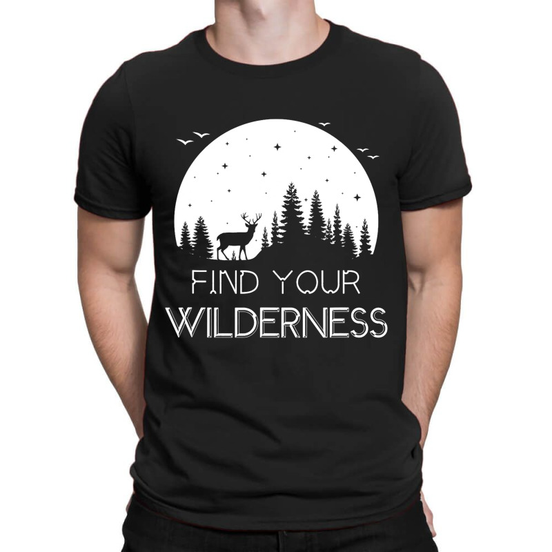 Find Your Wilderness Deer Moon Hiking Camping Atmo T-shirt | Artistshot