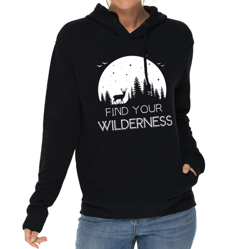 Find Your Wilderness Deer Moon Hiking Camping Atmo Lightweight Hoodie | Artistshot