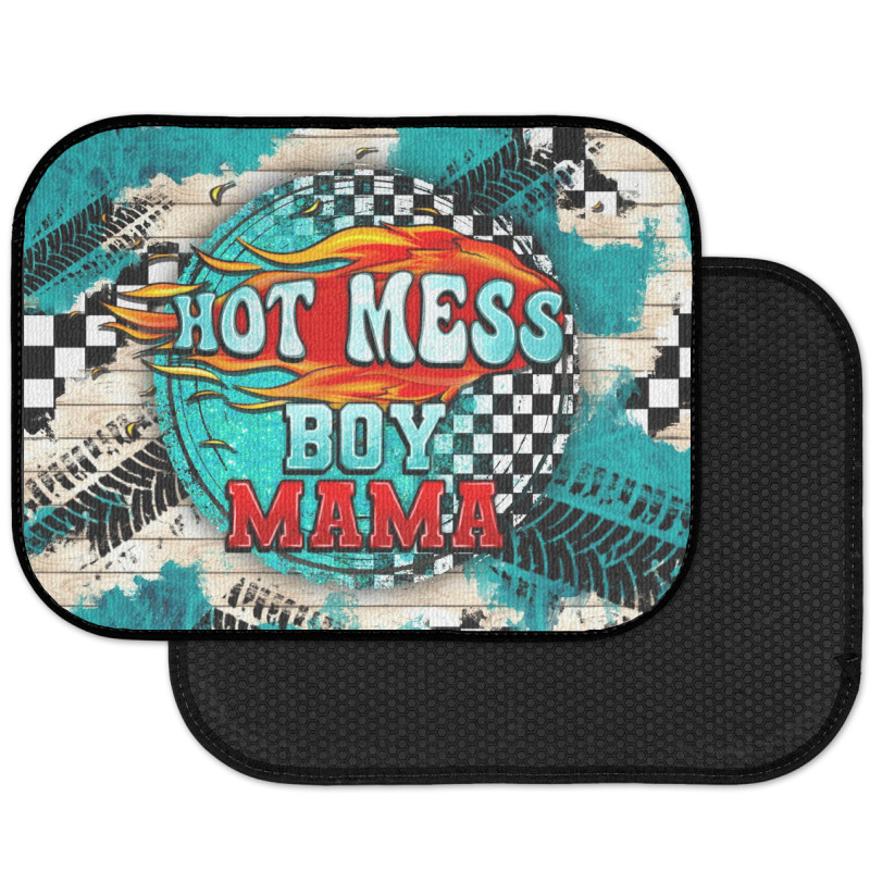 Hot Mess Boy Mama With Fire Rear Car Mat | Artistshot