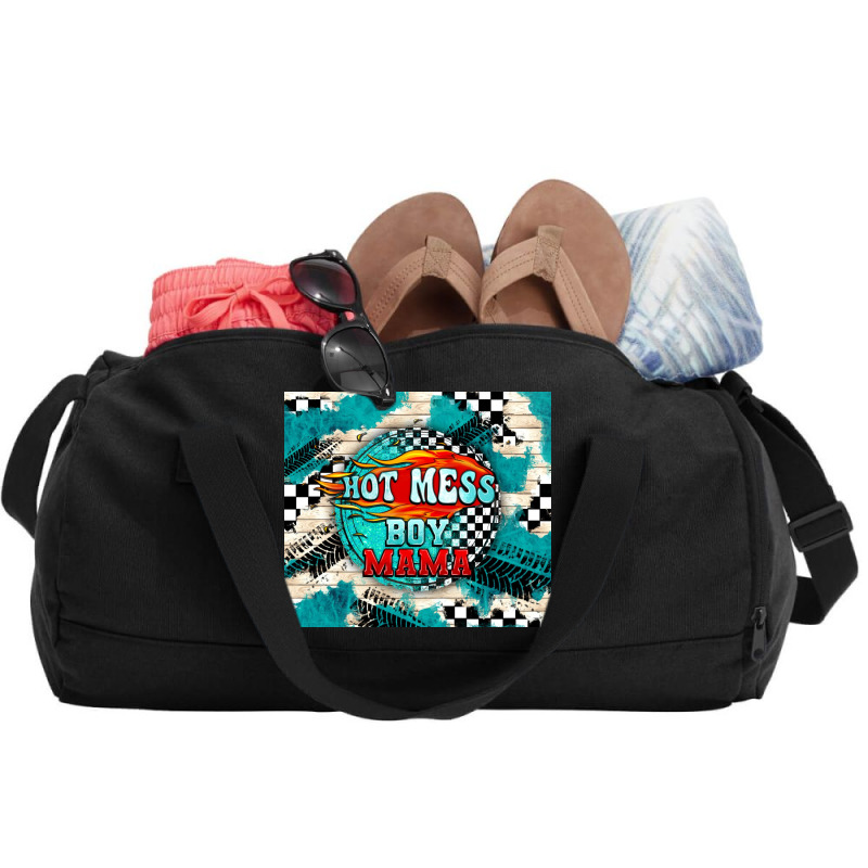 Hot Mess Boy Mama With Fire Duffel Bag | Artistshot