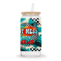 Hot Mess Boy Mama With Fire Glass Tumbler | Artistshot