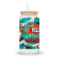 Hot Mess Boy Mama With Fire Glass Tumbler | Artistshot