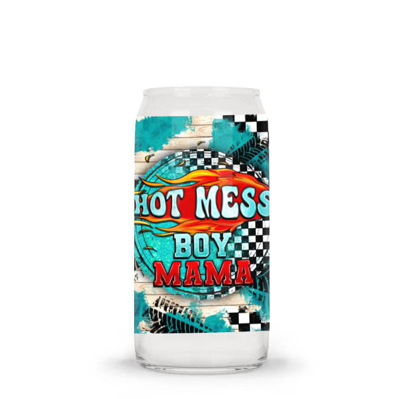 Hot Mess Boy Mama With Fire Glass Tumbler | Artistshot