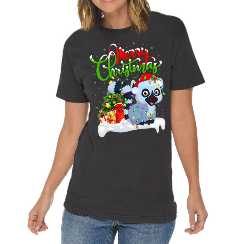 Funny Lemur Animal Lover Xmas Lighting Lemur Chris Vintage T-shirt | Artistshot