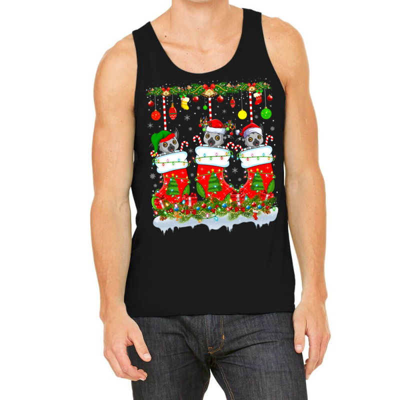 Funny Lemur In Xmas Socks Lights Lemur Christmas Tank Top | Artistshot