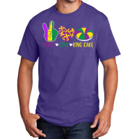 Peace Love King Cake Funny Mardi Gras Festival Party Basic T-shirt | Artistshot