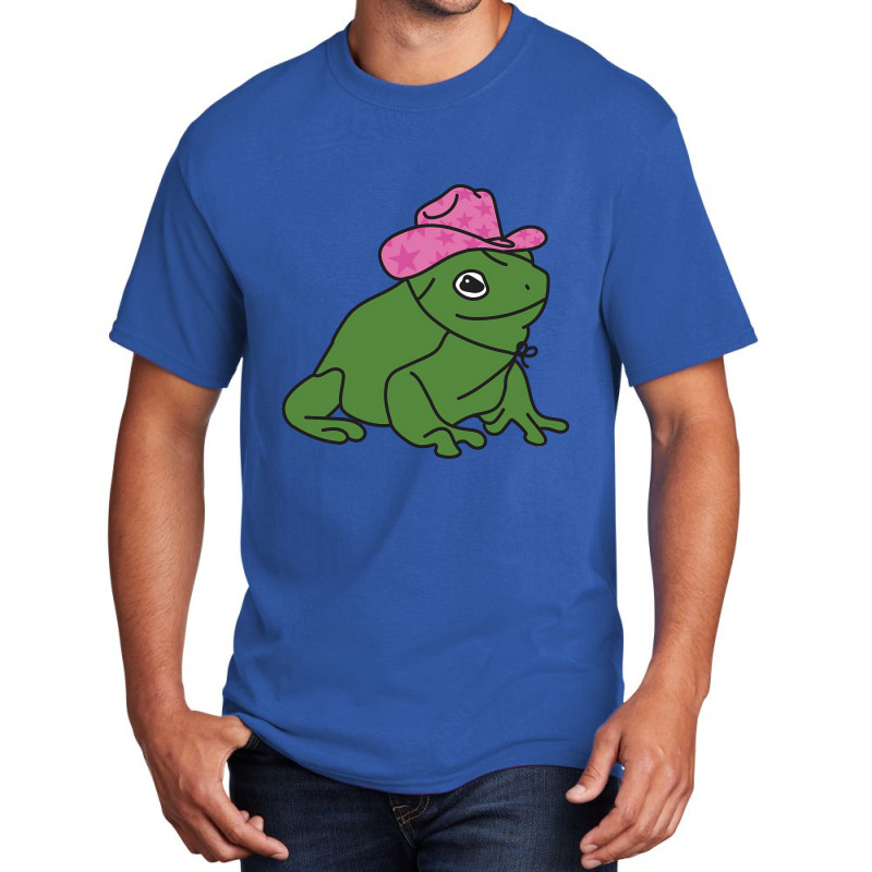 Frog With A Pink Cowboy Hat Sticker Basic T-shirt | Artistshot