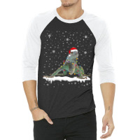 Funny Santa Iguana Christmas Lights Animals Lover 3/4 Sleeve Shirt | Artistshot