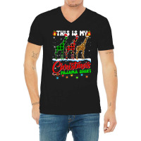 Giraffe Lover This Is My Christmas Pajama Xmas San V-neck Tee | Artistshot