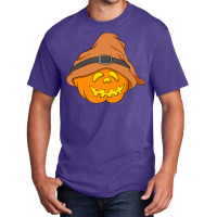 Halloween Pumpkin T  Shirt Slouchy Hat Halloween Pumpkin Orange Versio Basic T-shirt | Artistshot