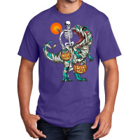 Halloween T  Shirt Halloween Skeleton Riding Mummy Dinosaur T Rex Pump Basic T-shirt | Artistshot