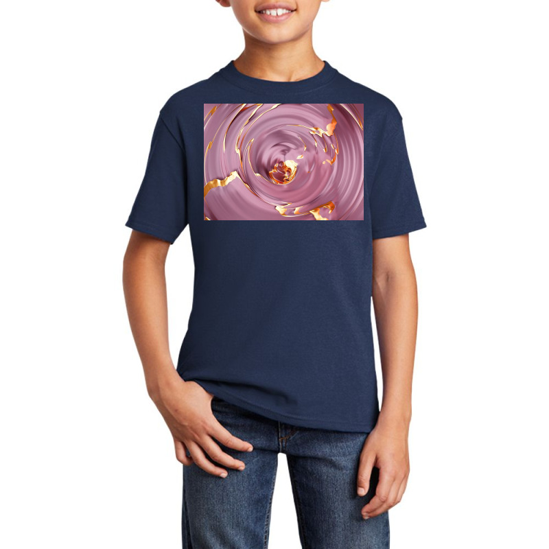 3d Illustration Hypnotic Pattern Abstract Pink With Gold Basic Youth T-shirt by Norman B | Artistshot