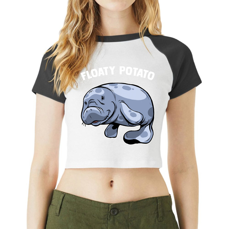 Floaty Potato Manatee Sea Animal Aquatic Marine Ma Raglan Crop Top by RebeccaBradi | Artistshot