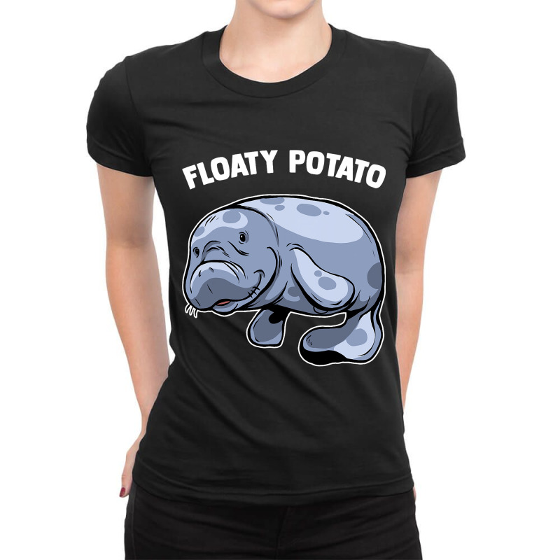 Floaty Potato Manatee Sea Animal Aquatic Marine Ma Ladies Fitted T-Shirt by RebeccaBradi | Artistshot