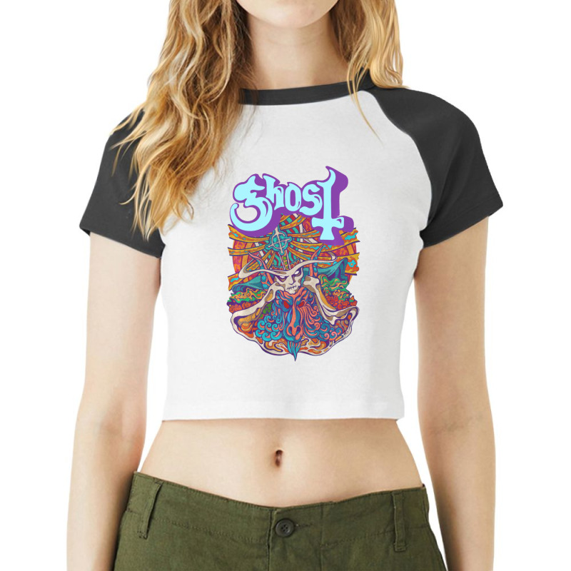 Ghost Seven Inches Of Satanic Panic Raglan Crop Top by Min09 | Artistshot