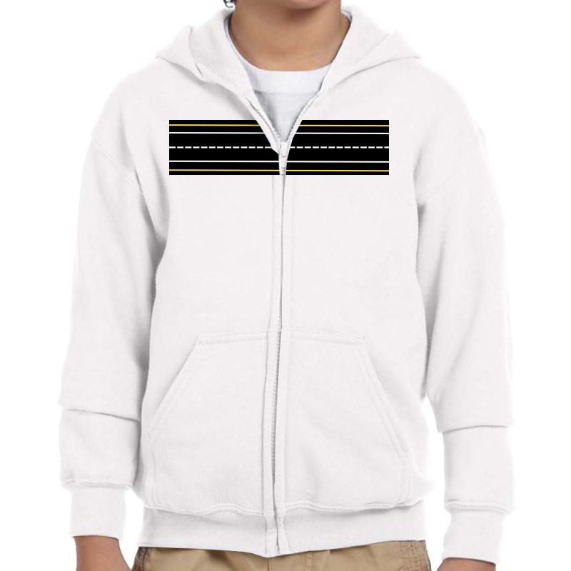 White And Yellow Parallel Lines Design Youth Zipper Hoodie by American choice | Artistshot