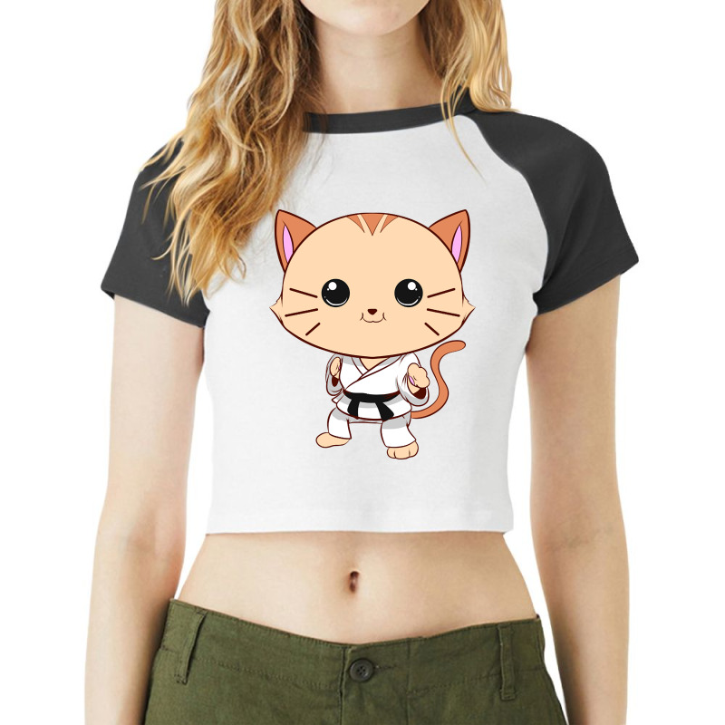 Jiu Jitsu Cat Kawaii Mma Martial Arts Pet Owner Raglan Crop Top by greggjvandervor | Artistshot