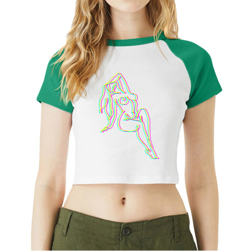 Colorful Line Work Girl Raglan Crop Top by HayleyArtist | Artistshot