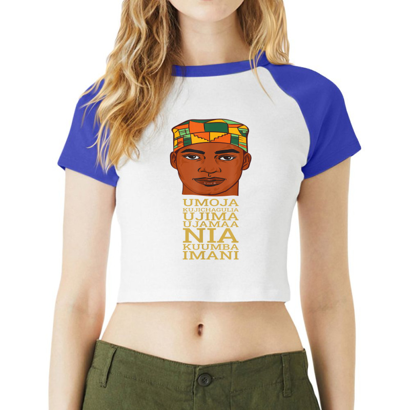 Celebrate Seven Principles Of Kwanzaa Dec 26 - Jan 1 Black Raglan Crop Top by SARAHABEAU | Artistshot