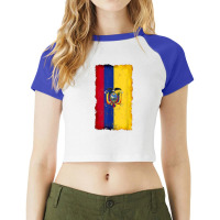 Distressed Ecuador Flag, National Pride Grunge Style Raglan Crop Top | Artistshot