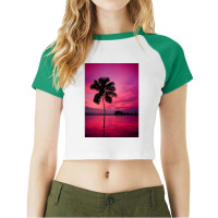 Palm Tree At A Sunset Raglan Crop Top | Artistshot