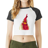 Chicken Face With Staring Eyes, Comb & Wattles Raglan Crop Top | Artistshot