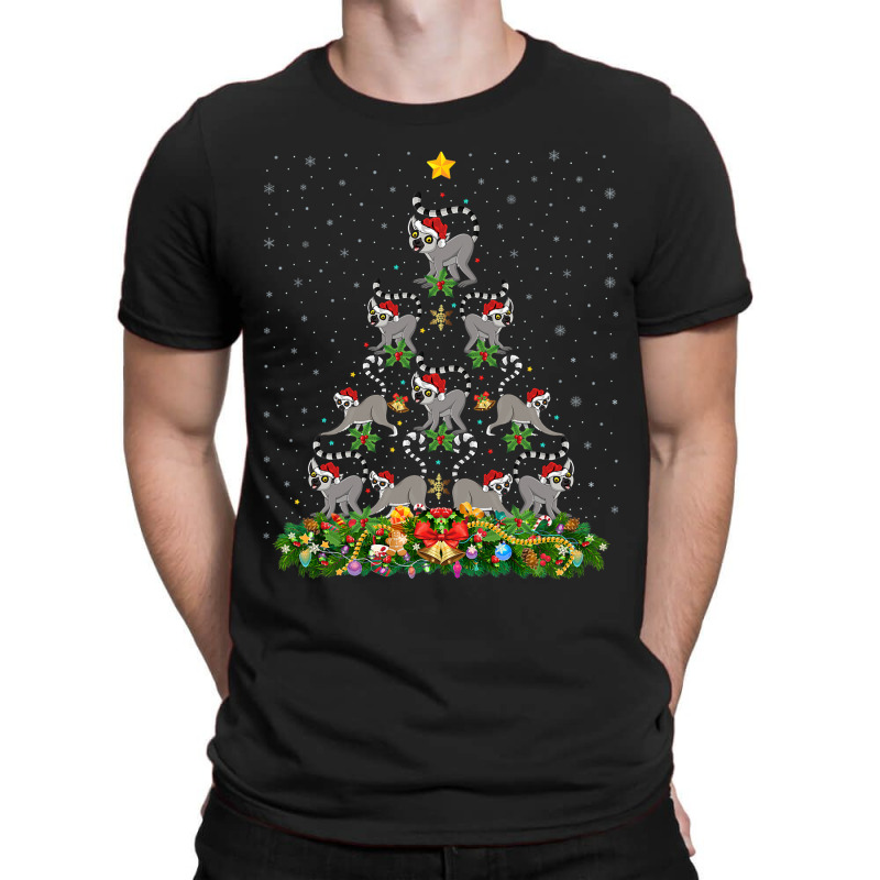 Funny Lemur Xmas Tree Gift Santa Hat Lemur Christm T-shirt | Artistshot