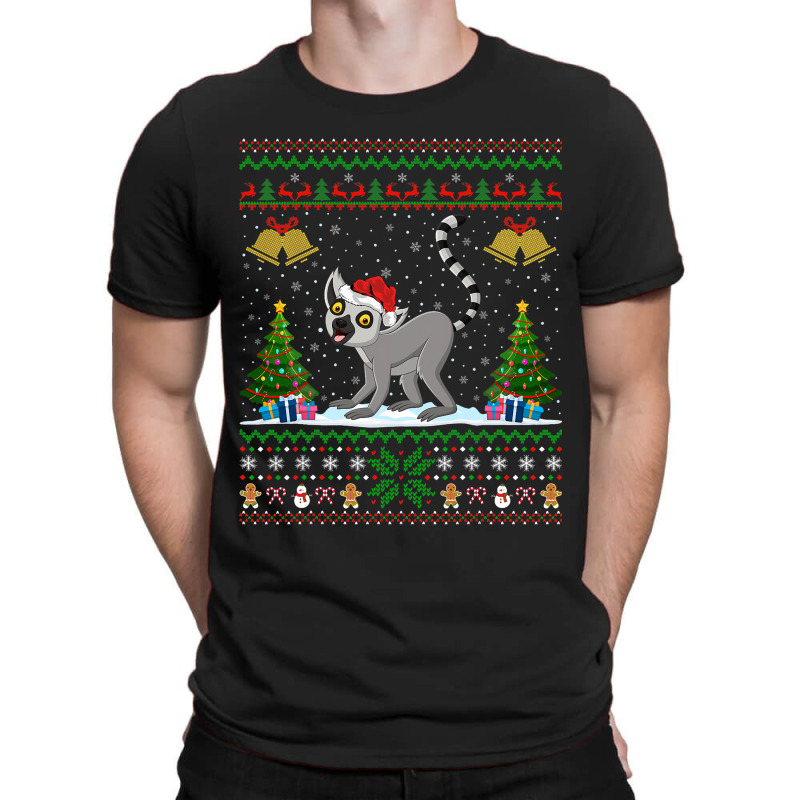 Funny Lemurs Xmas Gift Santa Hat Ugly Lemur Christ T-shirt | Artistshot