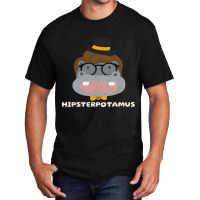 Funny Hippo Hipsterpotamus Vintage Animal Lovers 1 Basic T-shirt | Artistshot