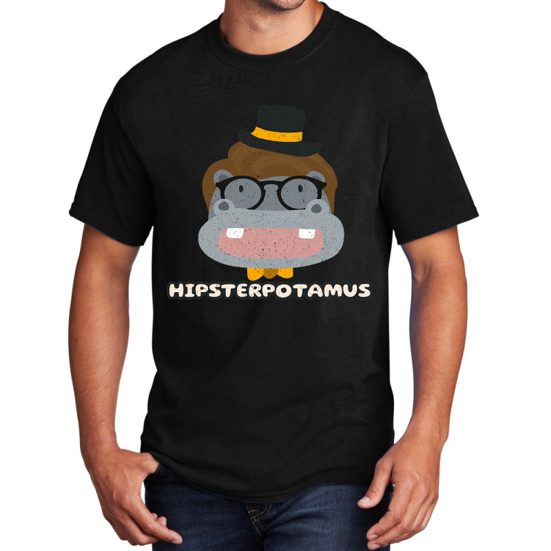 Funny Hippo Hipsterpotamus Vintage Animal Lovers 1 Basic T-shirt | Artistshot