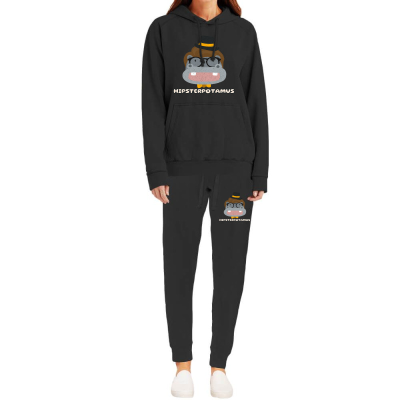 Funny Hippo Hipsterpotamus Vintage Animal Lovers 1 Hoodie & Jogger Set | Artistshot