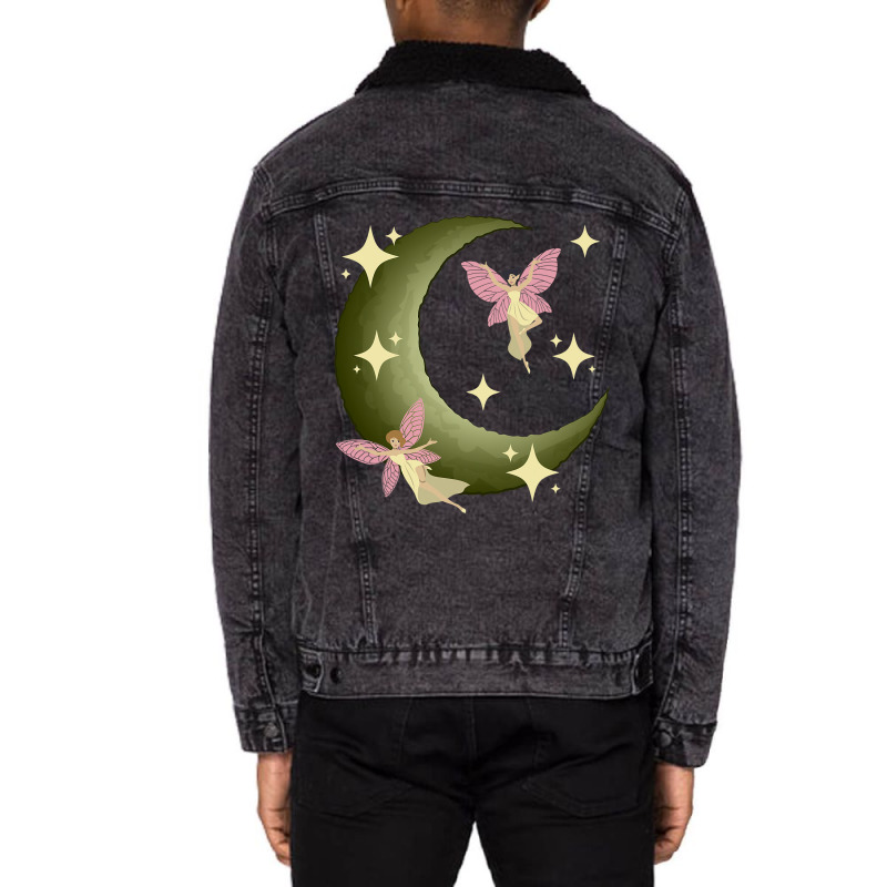 Fairycore Aesthetic Fairy Core Grunge Crescent Moo Unisex Sherpa-lined Denim Jacket | Artistshot