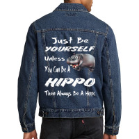 Funny Hippo Zoo Animal Lover Cool Happy Hippopotam Men Denim Jacket | Artistshot