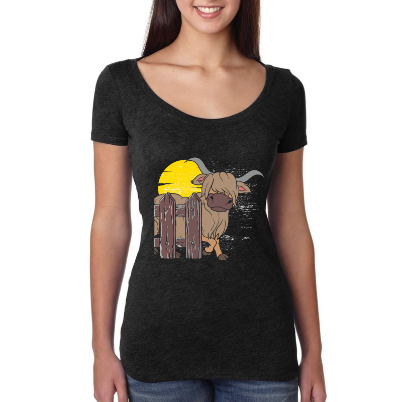 Funny Scottish Farmer Cattle Farm Animal Moon High Women's Triblend Scoop T-shirt by SweetCurl | Artistshot