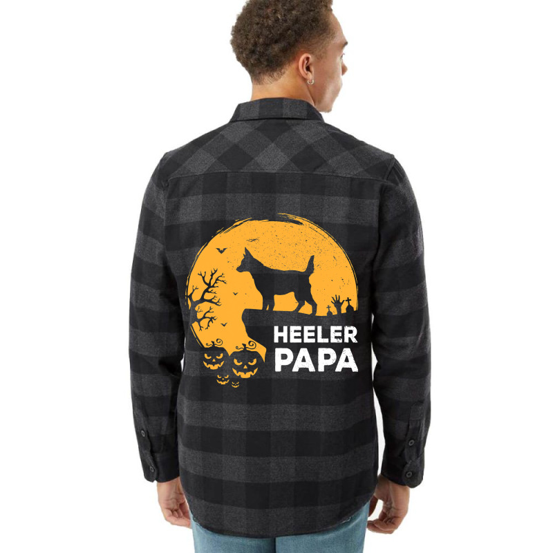 Full Moon Halloween Heeler Papa Australian Cattle  Flannel Shirt | Artistshot