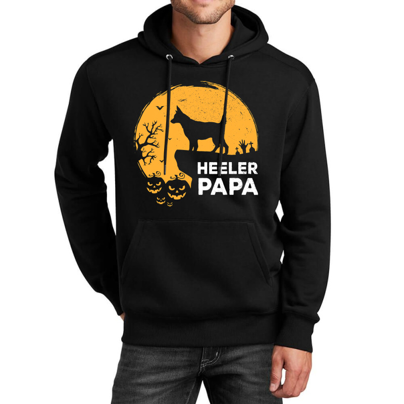 Full Moon Halloween Heeler Papa Australian Cattle  Unisex Hoodie | Artistshot