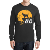 Full Moon Halloween Heeler Papa Australian Cattle  Long Sleeve Shirts | Artistshot