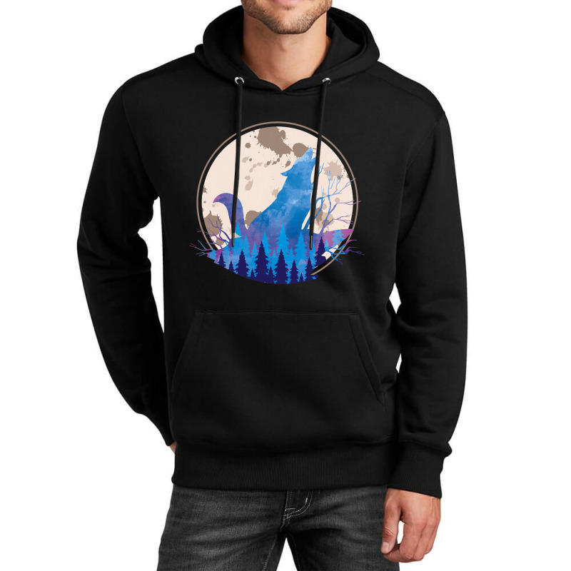 Full Moon Predator Howling Wolf Forest Animal Vint Unisex Hoodie | Artistshot