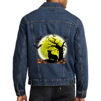 Funny Corgi Dog Moon Pumpkin Halloween Costume Dog Men Denim Jacket | Artistshot