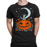 Funny Pumpkin Face With Moon Star Halloween Night T-shirt | Artistshot