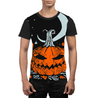 Funny Pumpkin Face With Moon Star Halloween Night Graphic T-shirt | Artistshot