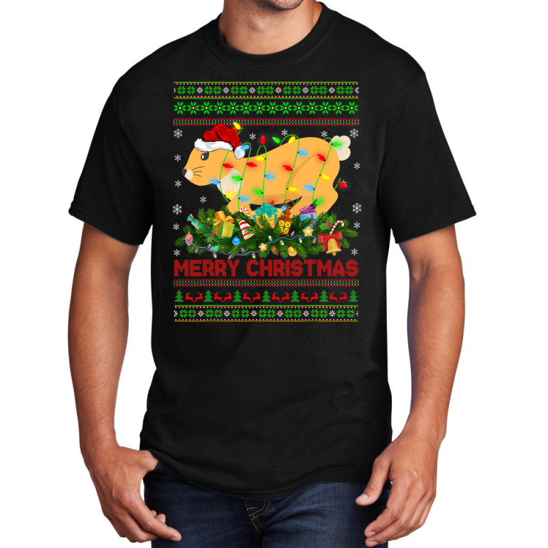 Funny Xmas Lighting Tree Santa Ugly Hare Christmas Basic T-shirt | Artistshot