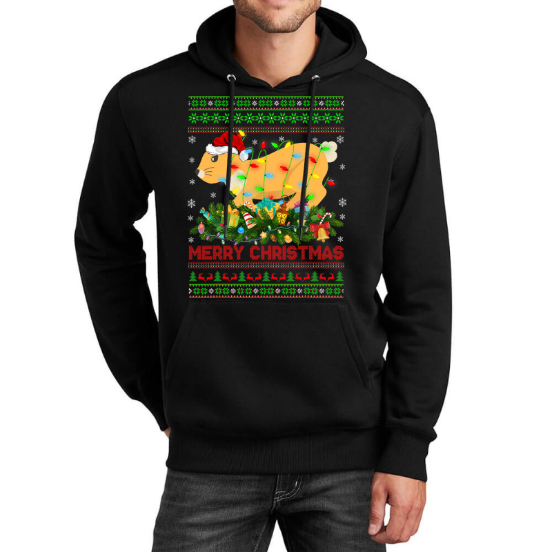 Funny Xmas Lighting Tree Santa Ugly Hare Christmas Unisex Hoodie | Artistshot