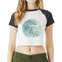 Full Moon Sky Diving Base Jumping Parachute Extrem Raglan Crop Top | Artistshot