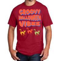 Groovy Halloween Vibes T  Shirt Groovy Halloween Vibes Cats Retro Colo Basic T-shirt | Artistshot