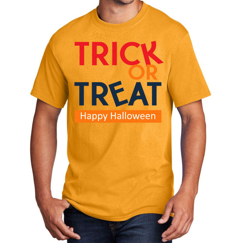 Trick Or Treat Halloween Lettering Basic T-shirt by markmckennastudios | Artistshot