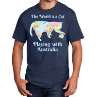 Funny World Is A Cat Playing Map T Shirt Basic T-shirt | Artistshot